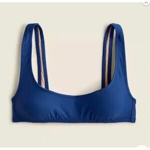 J. Crew Blue Heritage Scoop Neck Bikini Top NWT Size L